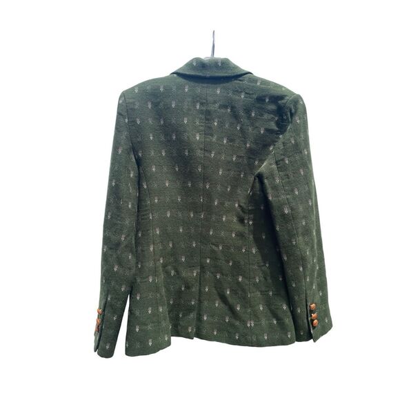 Anthropologie Green Blazer with White Pattern - Picture 4 of 5